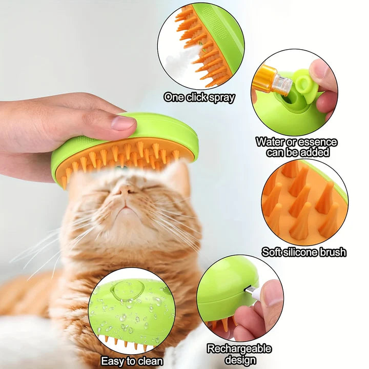 MANGO - Brosse de Toilettage avec Spray Vapeur d'Eau