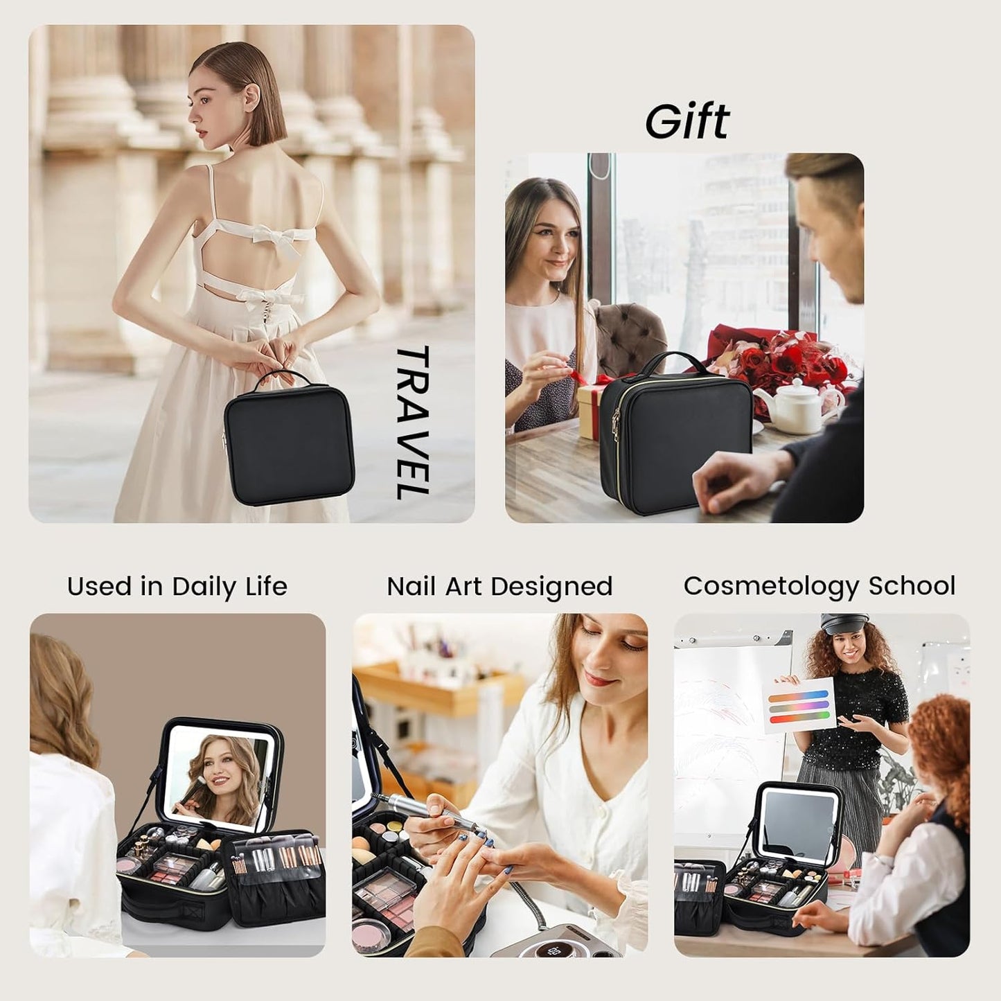 Trousse de Maquillage Portable avec LED