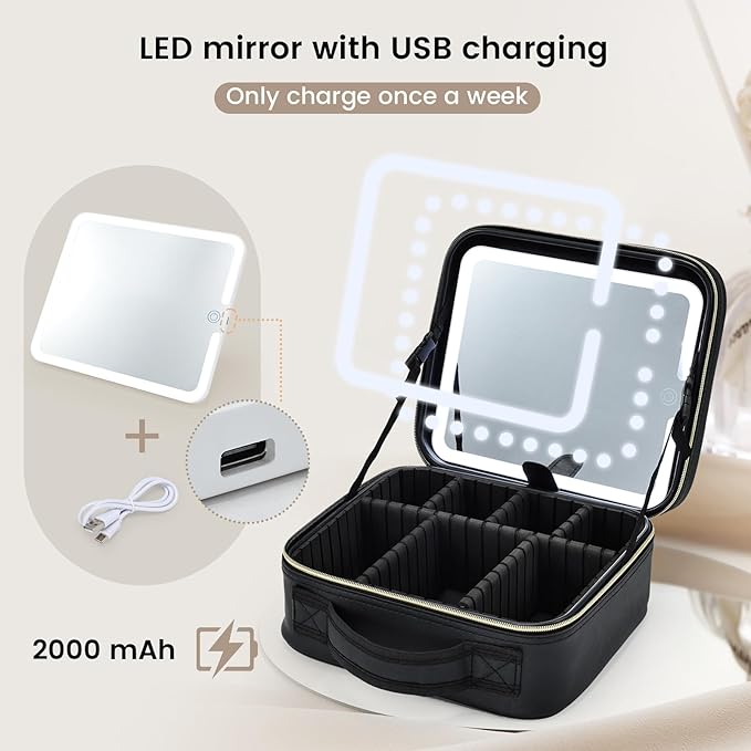 Trousse de Maquillage Portable avec LED