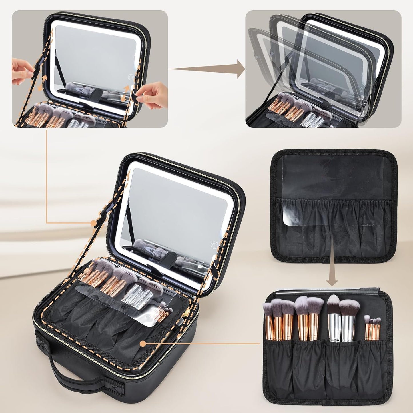 Trousse de Maquillage Portable avec LED