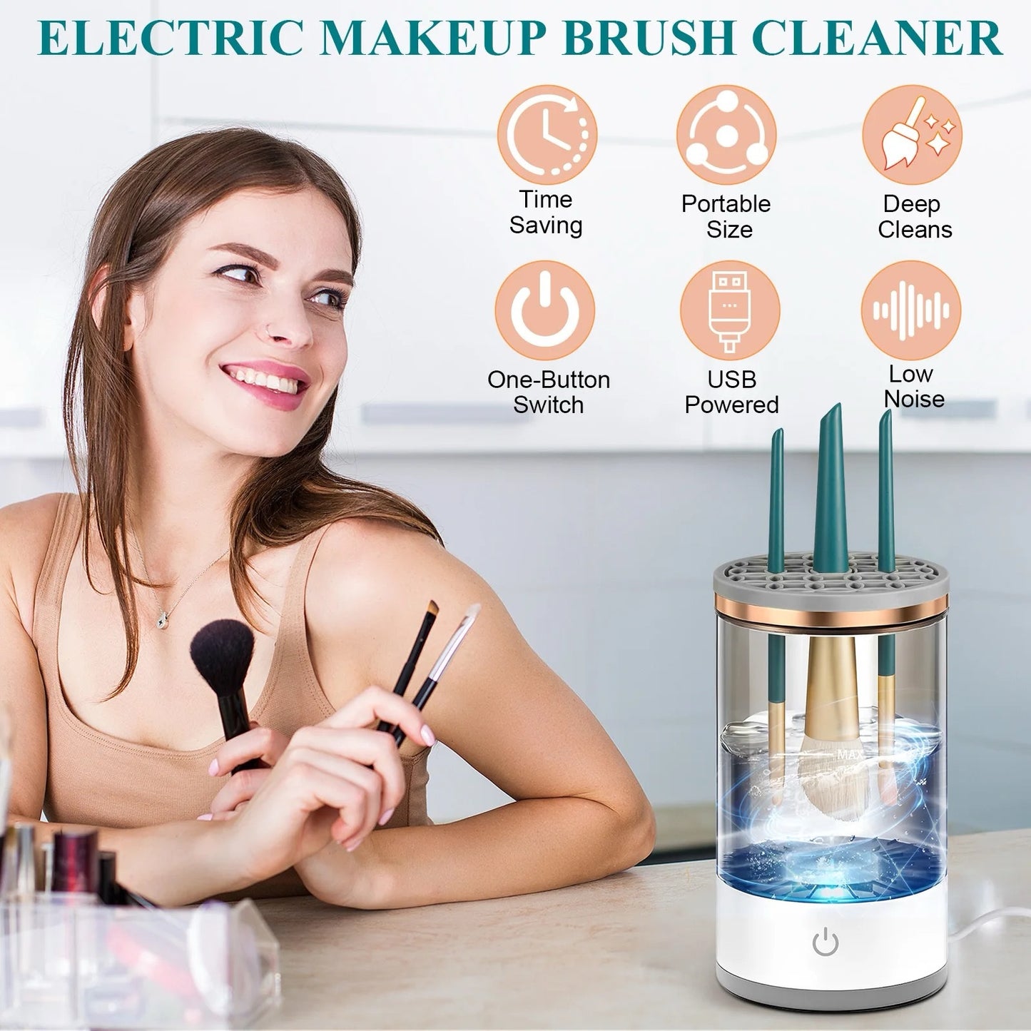 MULTIBRUSH CLEAN ™ Nettoyeur Électrique de Pinceaux de Maquillage - PRESTIVENTE
